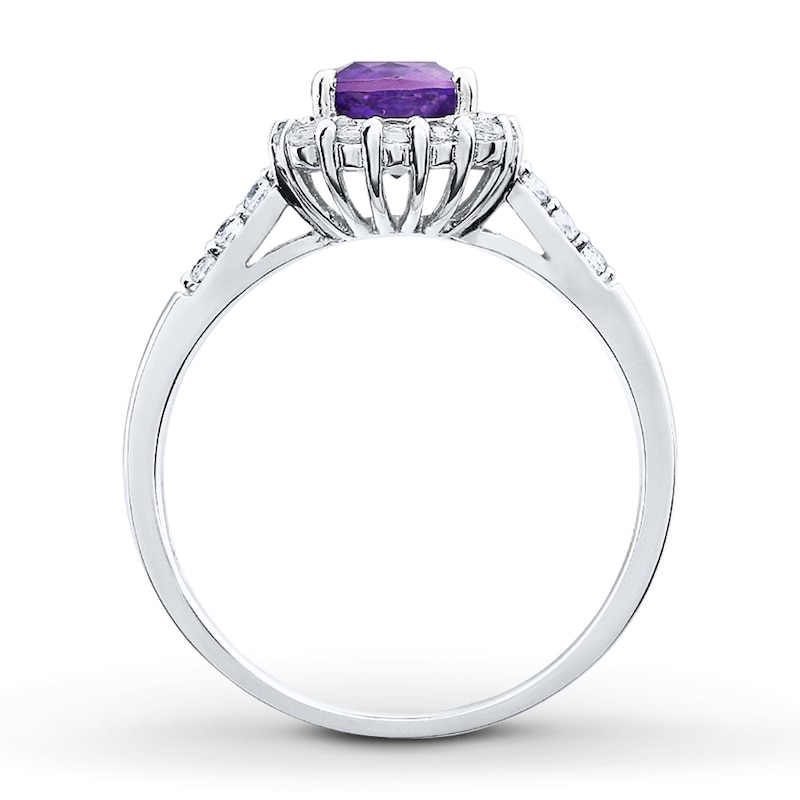 Main Image 2 of Amethyst Ring Lab-Created Sapphires Sterling Silver