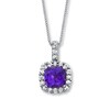 Thumbnail Image 1 of Amethyst Necklace Lab-Created Sapphires Sterling Silver