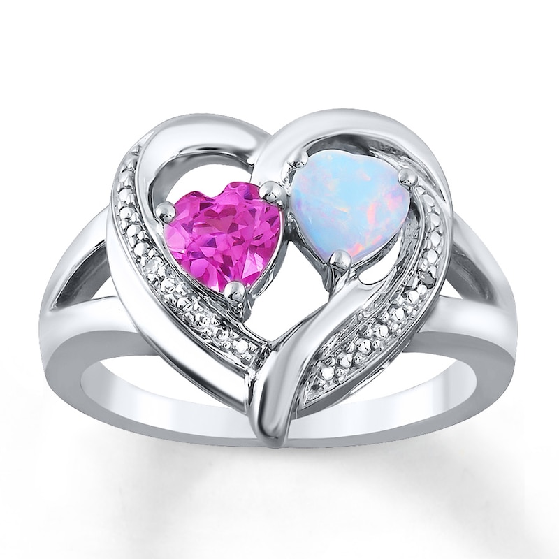 Lab-Created Opal Lab-Created Sapphire Sterling Silver Ring