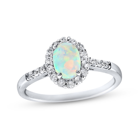 Lab-Created Opal Ring Lab-Created Sapphires Sterling Silver | Kay Outlet
