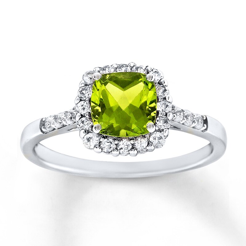 Peridot Ring Lab-Created Sapphires Sterling Silver