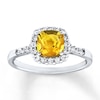 Thumbnail Image 1 of Citrine Ring Lab-Created Sapphires Sterling Silver