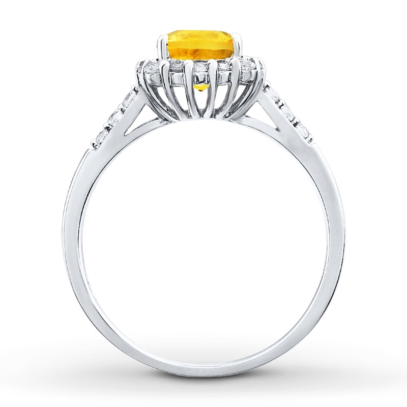 Citrine Ring Lab-Created Sapphires Sterling Silver