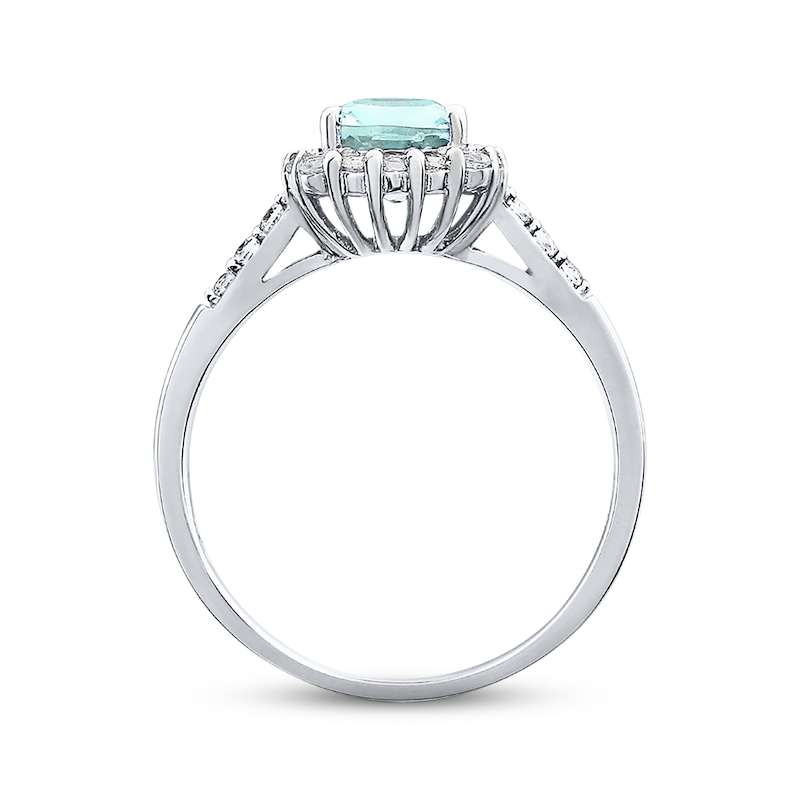 Main Image 3 of Aquamarine Ring Lab-Created Sapphires Sterling Silver