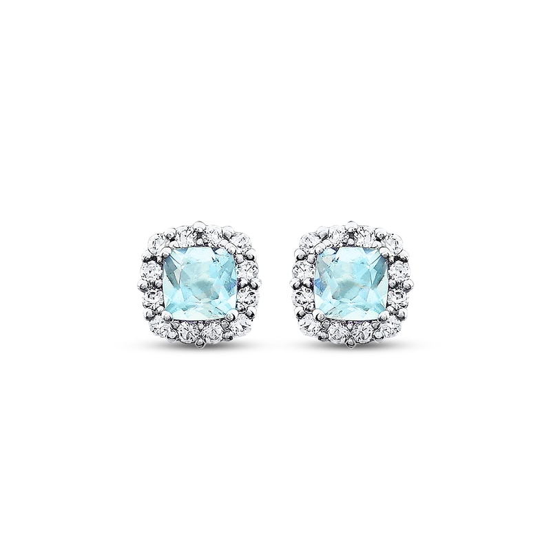 Main Image 2 of Aquamarine Earrings Lab-Created Sapphires Sterling Silver