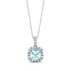 Thumbnail Image 1 of Aquamarine Necklace Lab-Created Sapphires Sterling Silver