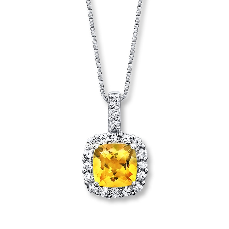 Citrine Necklace Lab-Created Sapphires Sterling Silver
