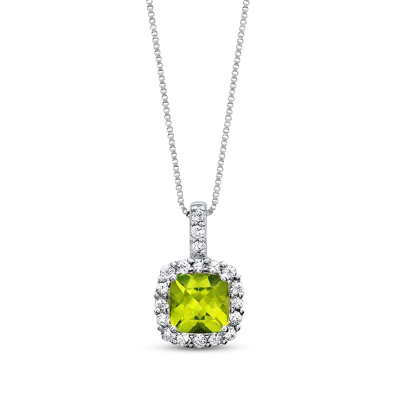 Peridot Necklace Lab-Created Sapphires Sterling Silver
