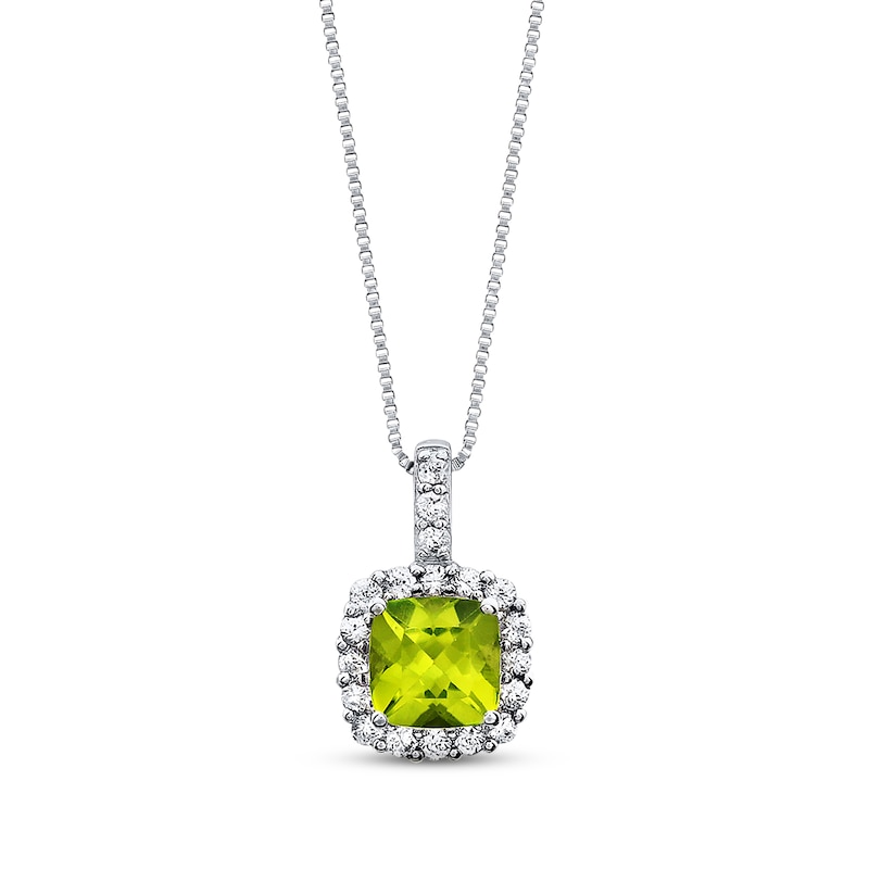 Main Image 1 of Peridot Necklace Lab-Created Sapphires Sterling Silver