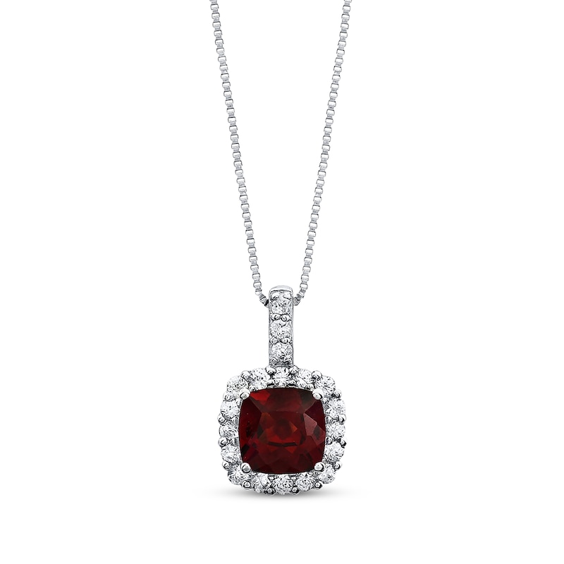 Main Image 1 of Garnet Necklace Lab-Created Sapphires Sterling Silver