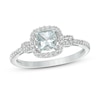 Aquamarine Ring 1/5 ct tw Diamonds 10K White Gold