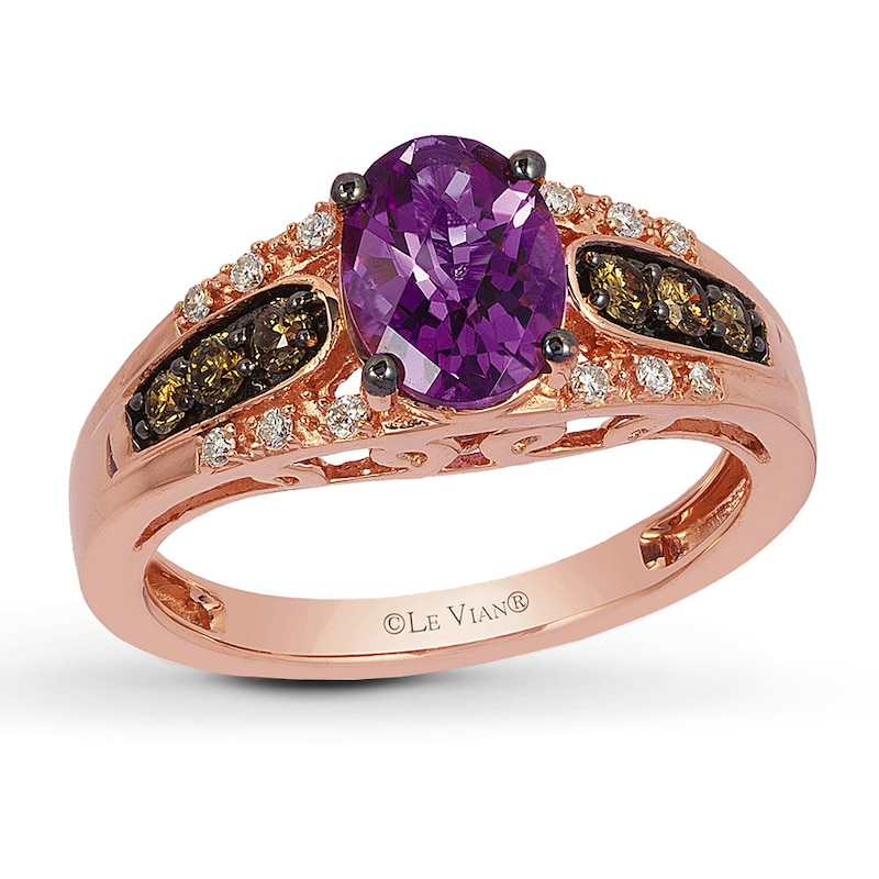 Main Image 1 of Le Vian Amethyst Ring 1/4 ct tw Diamonds 14K Strawberry Gold