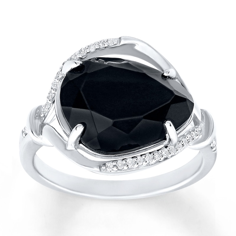 Onyx Ring 1 15 Ct Tw Diamonds Sterling Silver Kay Outlet