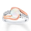 Lab-Created Opal Ring Diamond Accents Sterling Silver/10K Rose Gold