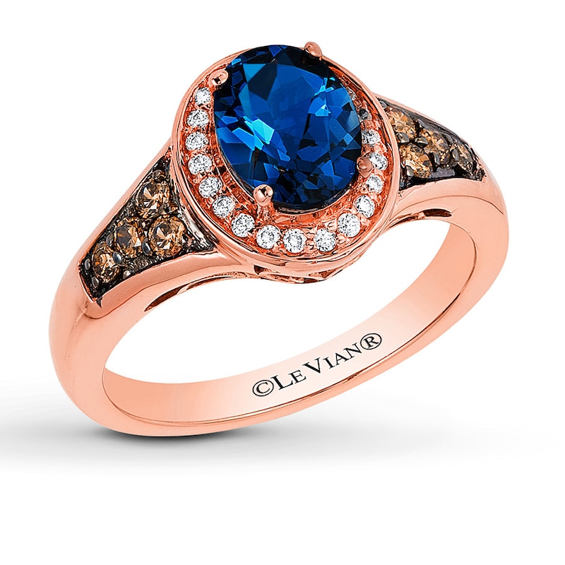 Main Image 1 of Le Vian Blue Topaz 1/4 ct tw Diamonds 14K Strawberry Gold