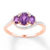 Amethyst Ring Diamond Accents 10K Rose Gold