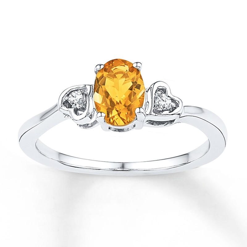 Citrine Ring Diamond Accents Sterling Silver