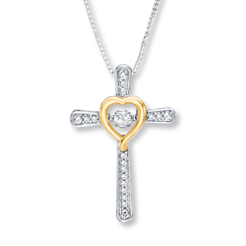 Main Image 1 of Unstoppable Love Necklace White Topaz Sterling Silver/10K Gold