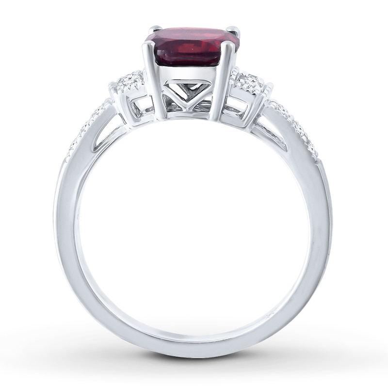 Main Image 2 of Garnet Ring White Topaz Sterling Silver