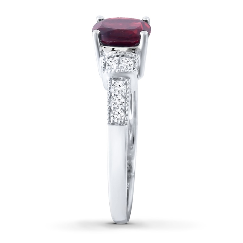 Main Image 3 of Garnet Ring White Topaz Sterling Silver