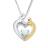 Thumbnail Image 0 of Mother/Child Necklace Lab-Created Opal Sterling Silver/10K Gold