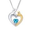 Thumbnail Image 0 of Mother & Child Necklace Blue Topaz Sterling Silver/10K Gold