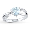 Thumbnail Image 0 of Aquamarine Heart Ring 1/20 ct tw Diamonds Sterling Silver