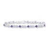 Thumbnail Image 1 of Amethyst Heart Bracelet Diamond Accents Sterling Silver
