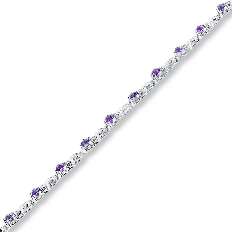 Main Image 2 of Amethyst Heart Bracelet Diamond Accents Sterling Silver