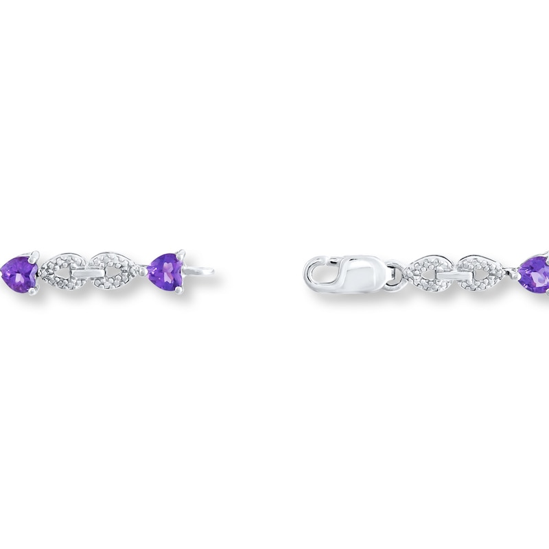 Main Image 3 of Amethyst Heart Bracelet Diamond Accents Sterling Silver