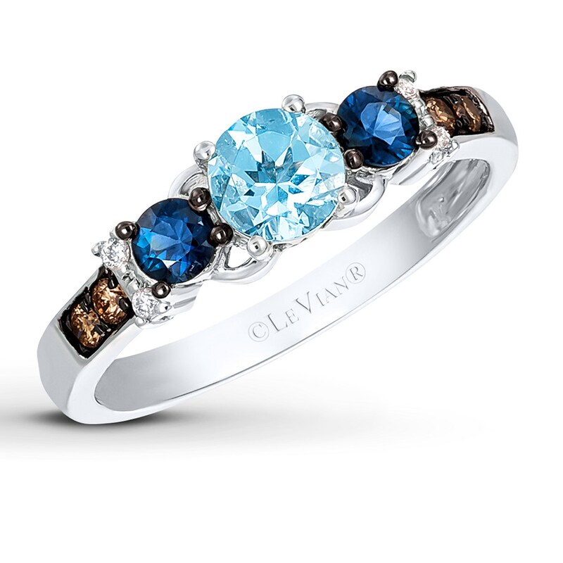 Le Vian Aquamarine Ring 1/10 ct tw Diamonds 14K Vanilla Gold