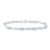 Aquamarine Bracelet with Diamonds Sterling Silver