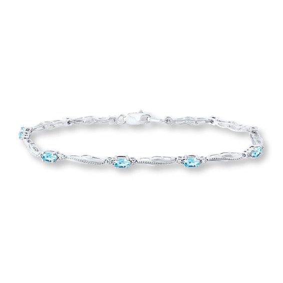 Aquamarine Bracelet with Diamonds Sterling Silver | Kay Outlet