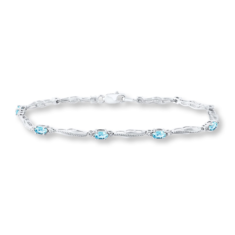 Aquamarine Bracelet with Diamonds Sterling Silver