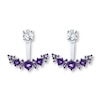 Thumbnail Image 1 of Front-Back Earrings White Topaz/Amethysts Sterling Silver