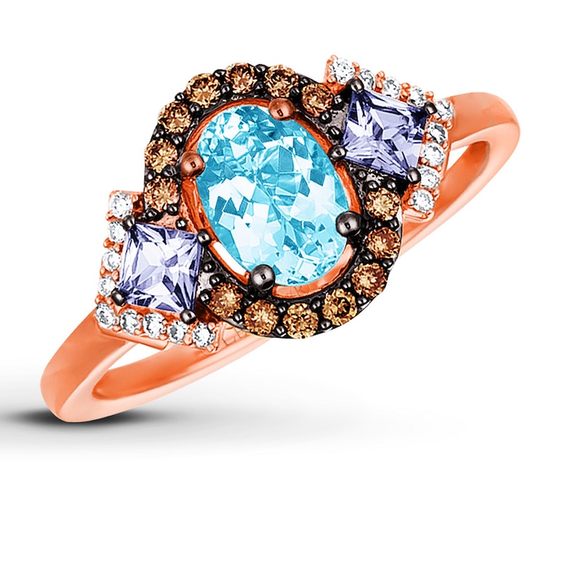 Main Image 1 of Le Vian Aqua/Tanzanite Ring 1/6 ct tw Diamonds 14K Gold
