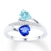 Heart Ring Aquamarine Lab-Created Sapphire Sterling Silver