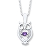 Thumbnail Image 0 of Unstoppable Love Amethyst Owl Necklace Sterling Silver