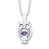 Thumbnail Image 1 of Unstoppable Love Amethyst Owl Necklace Sterling Silver