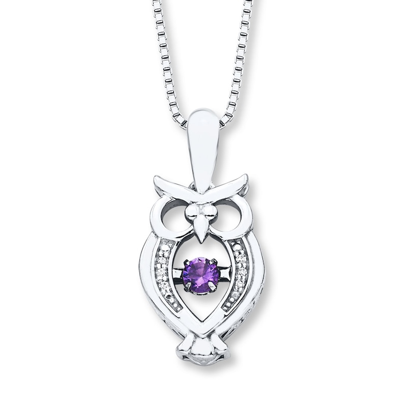 Unstoppable Love Amethyst Owl Necklace Sterling Silver