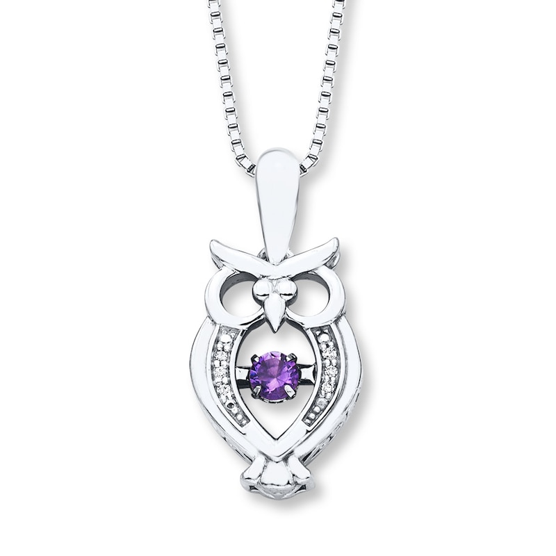 Main Image 1 of Unstoppable Love Amethyst Owl Necklace Sterling Silver