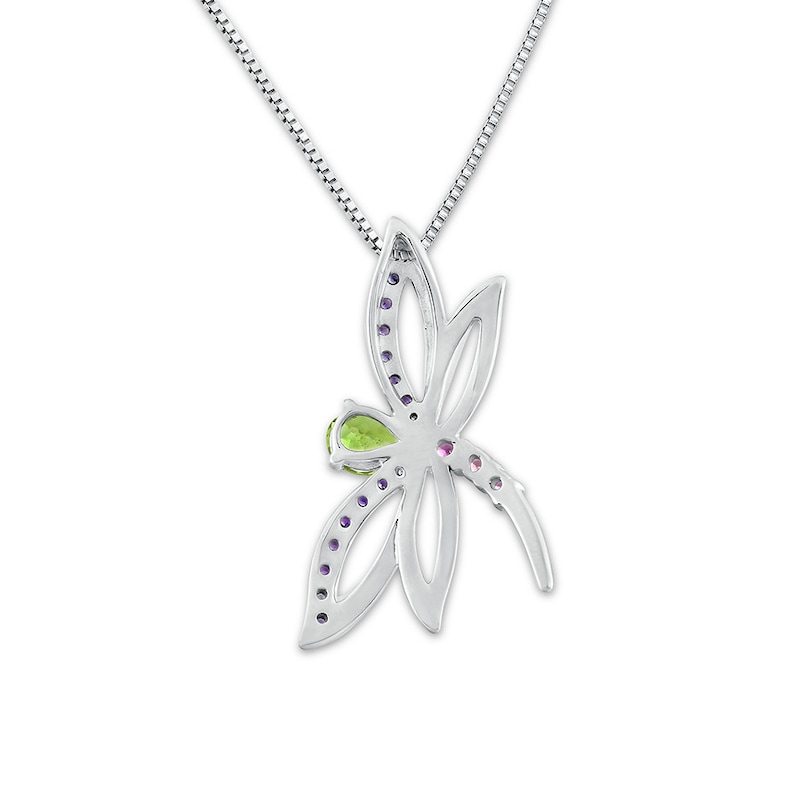 Main Image 4 of Dragonfly Necklace Multi-Gemstone Sterling Silver