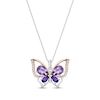 Thumbnail Image 1 of Marquise-Cut Amethyst & White Lab-Created Sapphire Butterfly Necklace Sterling Silver & 10K Rose Gold 18"
