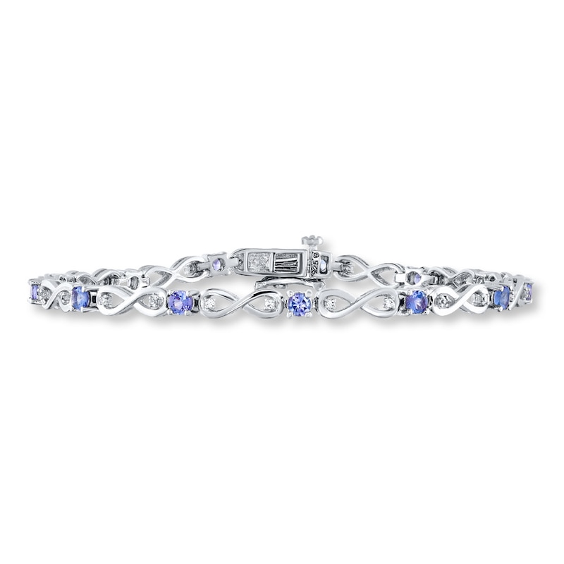 Tanzanite Infinity Bracelet 1/8 ct tw Diamonds Sterling Silver