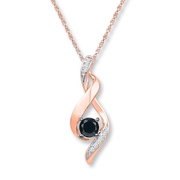 Black Onyx Necklace Diamond Accents 10K Rose Gold