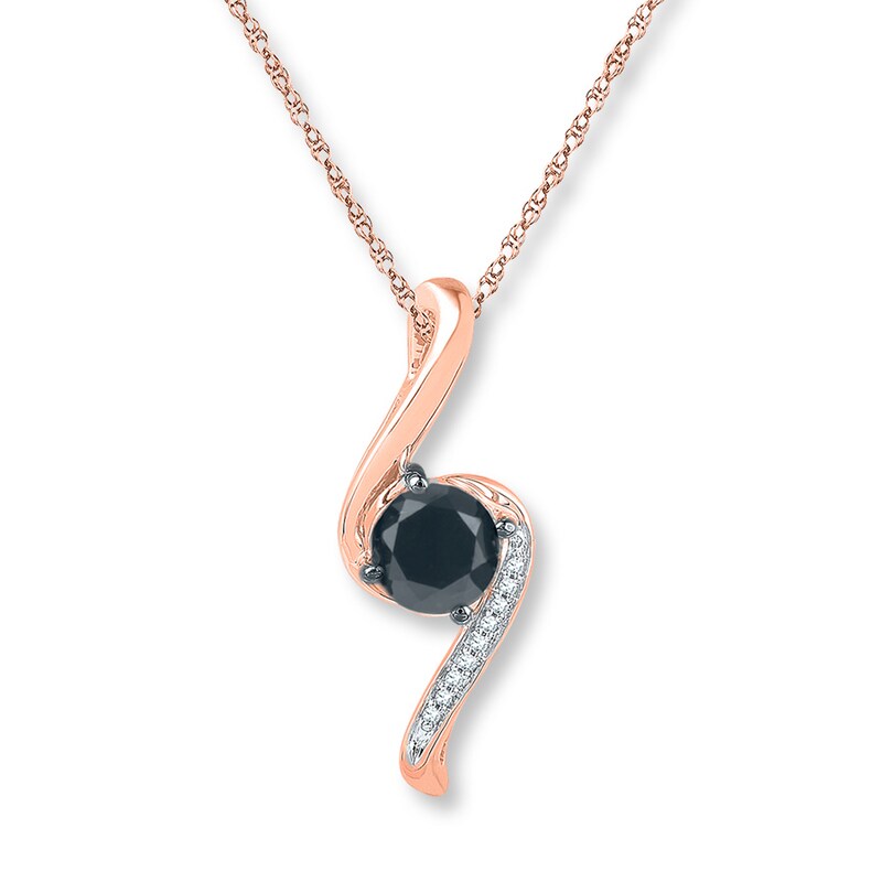 Main Image 1 of Black Onyx Necklace Diamond Accents 10K Rose Gold