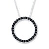 Thumbnail Image 1 of Black Onyx Circle Necklace Sterling Silver