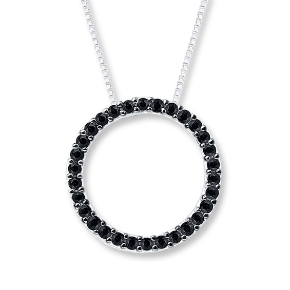 Black Onyx Circle Necklace Sterling Silver