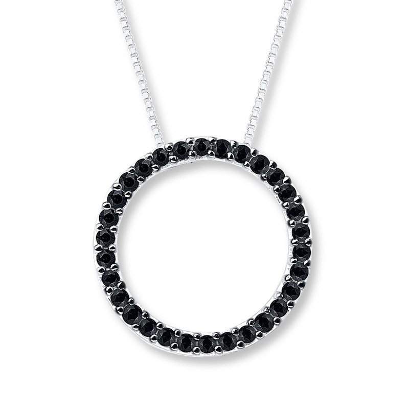 Main Image 1 of Black Onyx Circle Necklace Sterling Silver