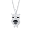 Thumbnail Image 0 of Black Onyx Owl Necklace 1/8 ct tw Diamonds Sterling Silver